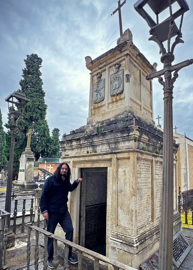 The author at the Cisneros family pantheon in San Fernando cemetery, Seville